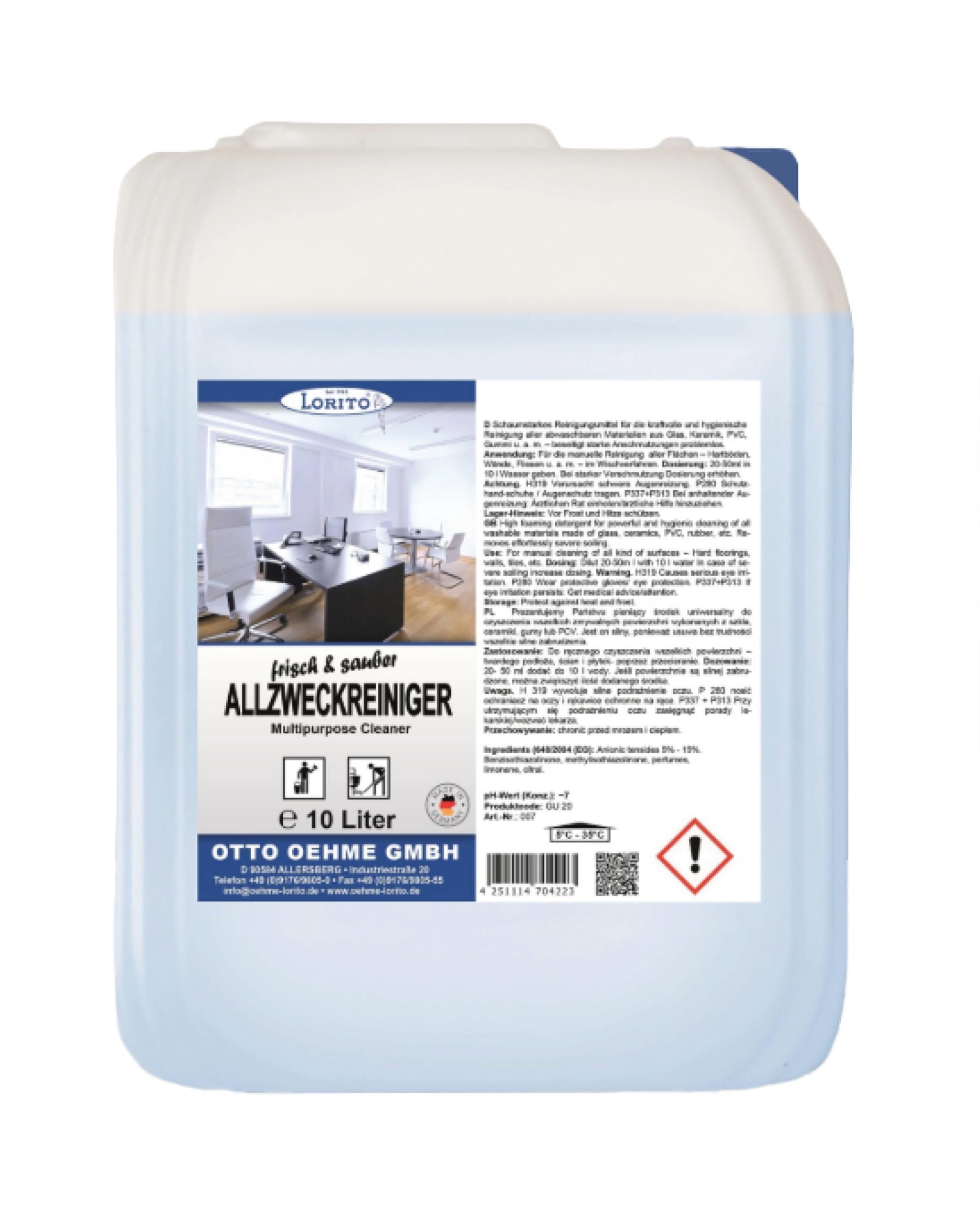 Lorito frisch & sauber Allzweckreiniger - intensiver & schaumstarker - Compact by Design, 10 Liter Konzentrat, Allesrein