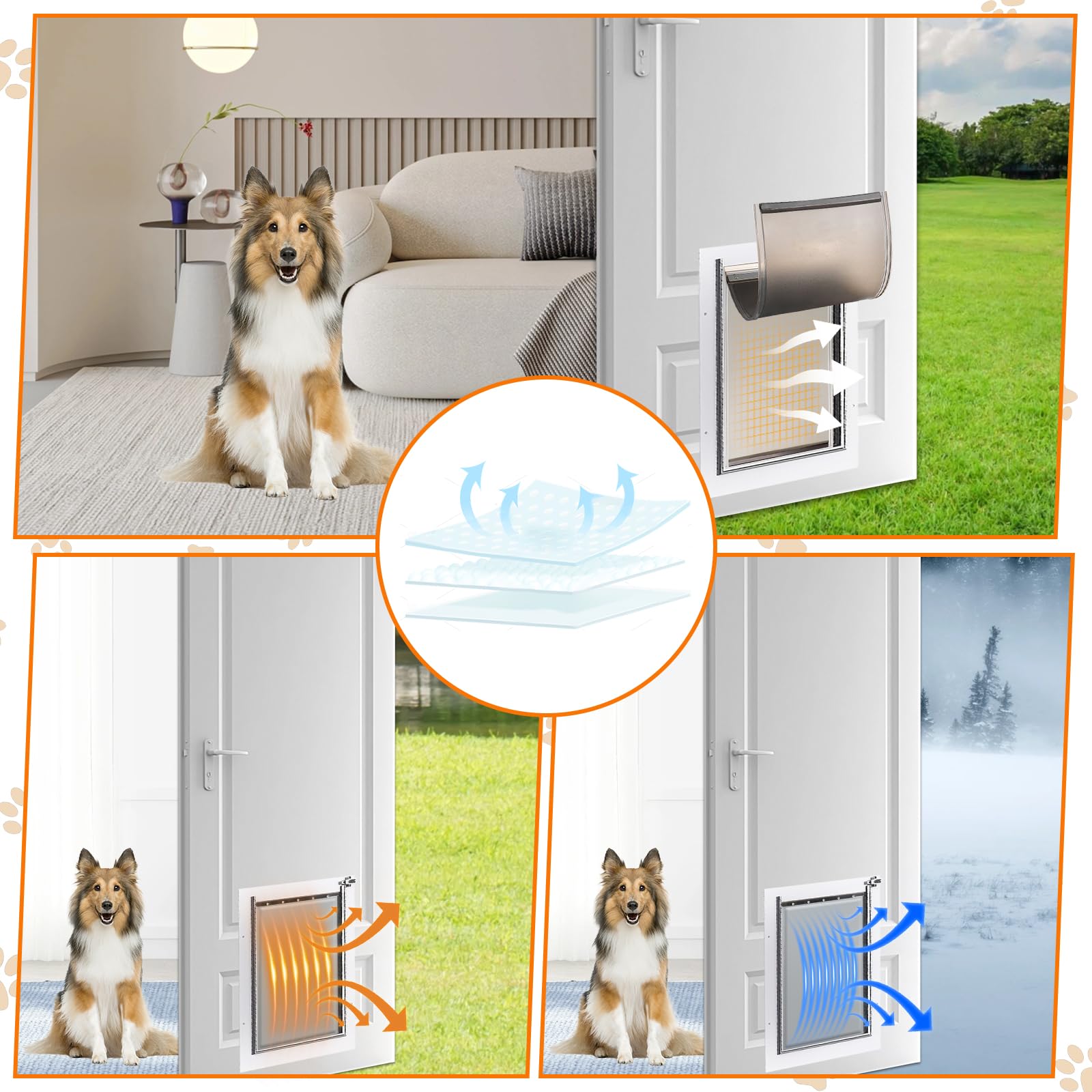 3-Flap PAC11-11039 - Porta per cani di grandi dimensioni con viti, compatibile con porte PetSafe Freedom Doggie, 25,4 x 40,3 cm, lembo di ricambio per porta per animali domestici per estrema