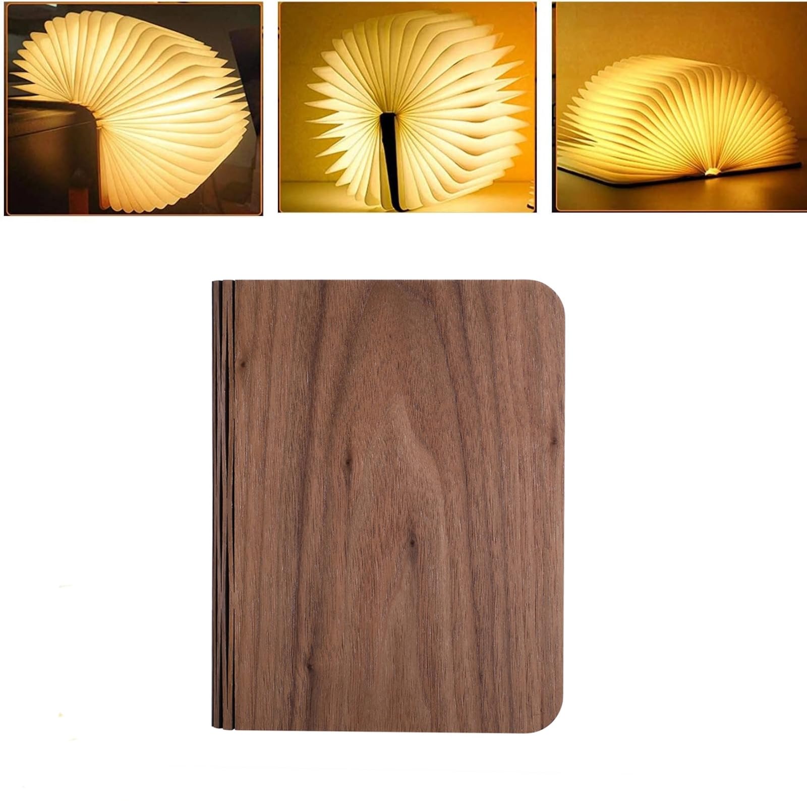Vilygret Book Shaped Lamp, 7 Colors Folding Book Lamp, Large Size USB Rechargeable Paper Lantern Novelty LED Night Light, Home Decor Gift Ideas for Family Girlfriend(8.6x6.4x0.9in)