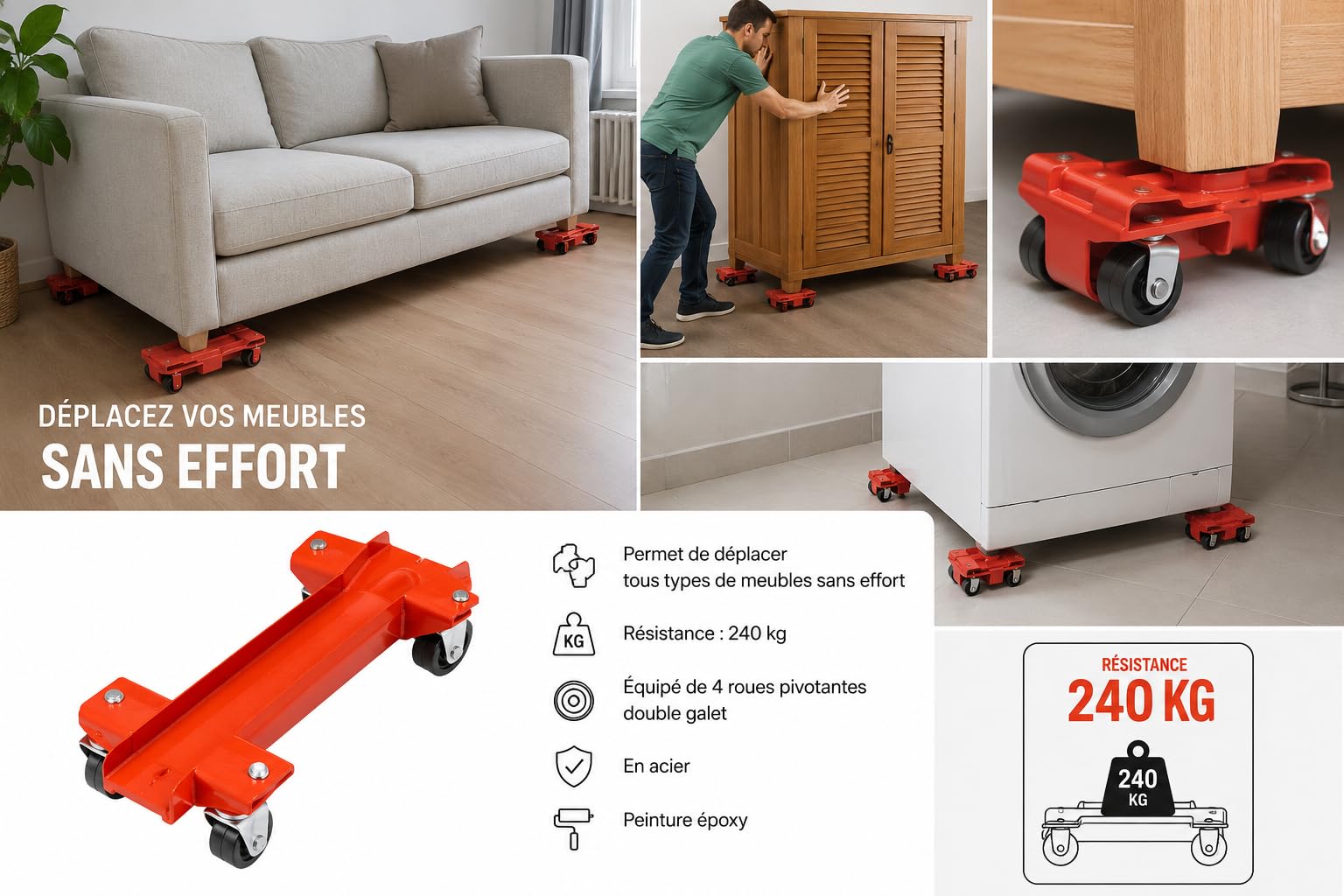 Mondelin - Patin Roule-Meubles
