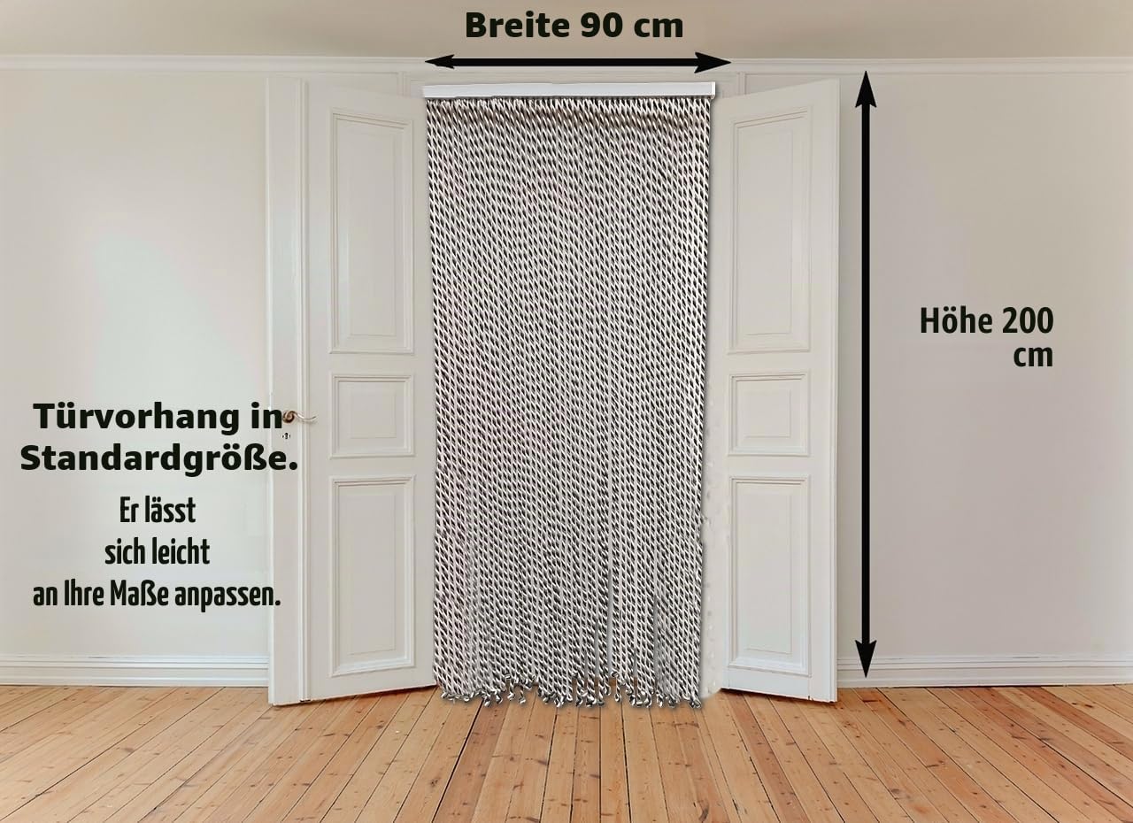 MadeInNature Türvorhang, natürliches geflochtenes Baumwollseil, hochwertig, für den Innen- und Außenbereich, Breite 90 cm x Länge 200 cm, verschiedene Modelle (Hellgrau, Dunkelgrau, Weiß, 54 Stränge)
