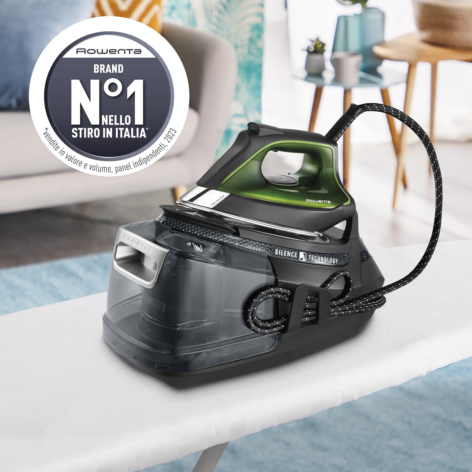 Rowenta DG9248 Silence Steam PRO Ferro da Stiro con Caldaia Silenziosa, Pressione Fino a 8 Bar, 2800 W, 1.3 Litri, Colpo Vapore 600 g/min, Ferro da Stiro a Vapore con Tecnologia Eco Intelligence