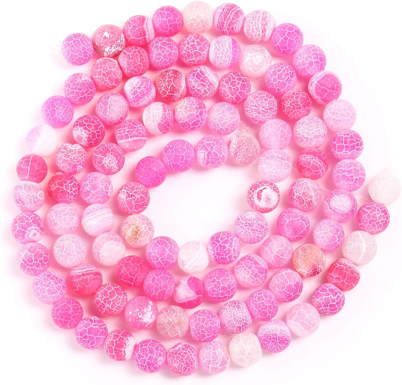 MGIE Natural Loose Round Smooth Semi-Precious Rose Weathered Frosted Agate Gemstone Stone Beads for DIY Beading Jewelry Making Full Strand 8mm 15.5" (Approx 45pcs) Rose Frosted Agate 8mm