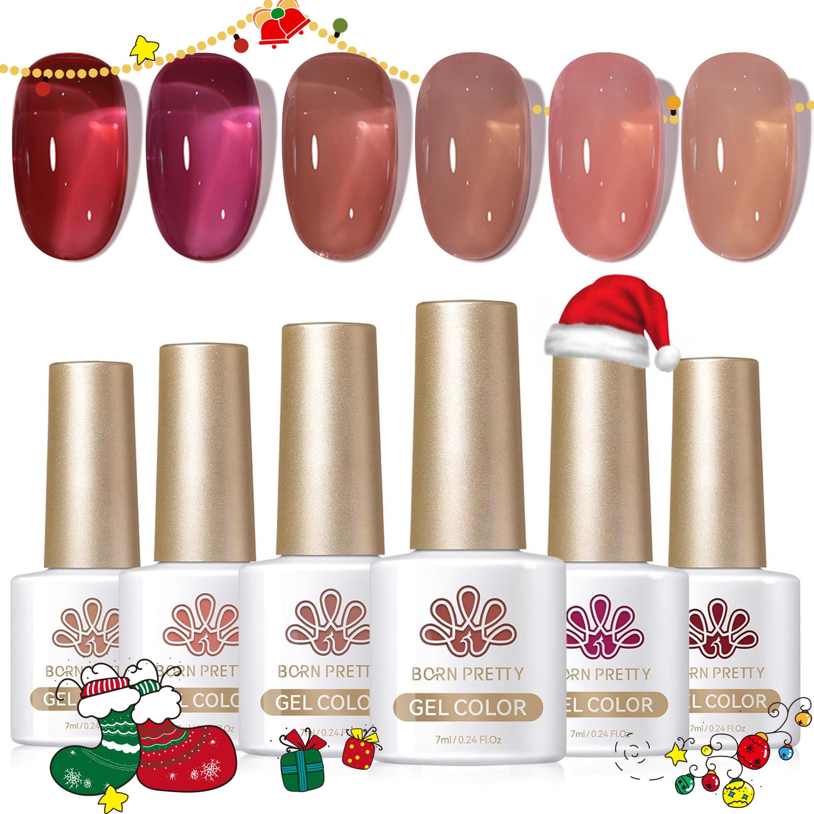Born Pretty Jelly Burgundy Gel Nail Polish Fall Winter Jelly Wine Gel Polish Translucent Gel Polish Brown Purple Red Nude Colors Sheer Gel Polish Set Nail Art Varnish Manicure 6PCS