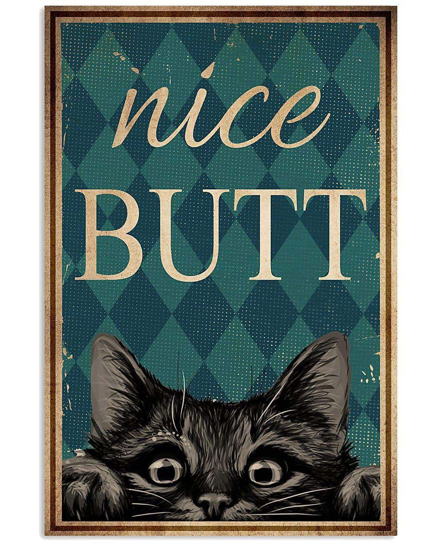Targa in latta vintage con scritta in inglese Your Butt Napkles, decorazione per gatti e amanti dei gatti, divertente arte da parete per bagno, carta igienica, 20 x 30 cm