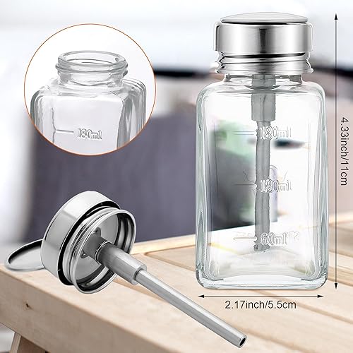 Miniatura 2 de Lallisa 2 botellas dispensadoras transparentes de 6 onzas  180 ml con tapa abatible de metal, removedor de esmalte de uñas de vidrio, botella