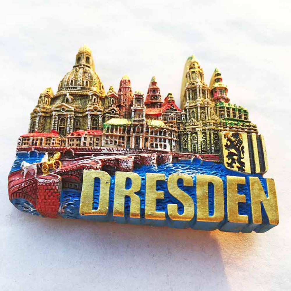 Wedare 3D Dresda Germania Punto di Riferimento Frigorifero Magnete Souvenir turistici Adesivi, Casa e Cucina Decorazione Germania Magnete frigo dalla Cina