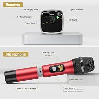 TONOR TW630 Vezeték Nélküli Mikrofon Szett - UHF Dupla Fém Dinamikus Rendszer Tölthető Vevővel, Karaoke, Esküvő, Rendezvény, 60m Hatótáv 8