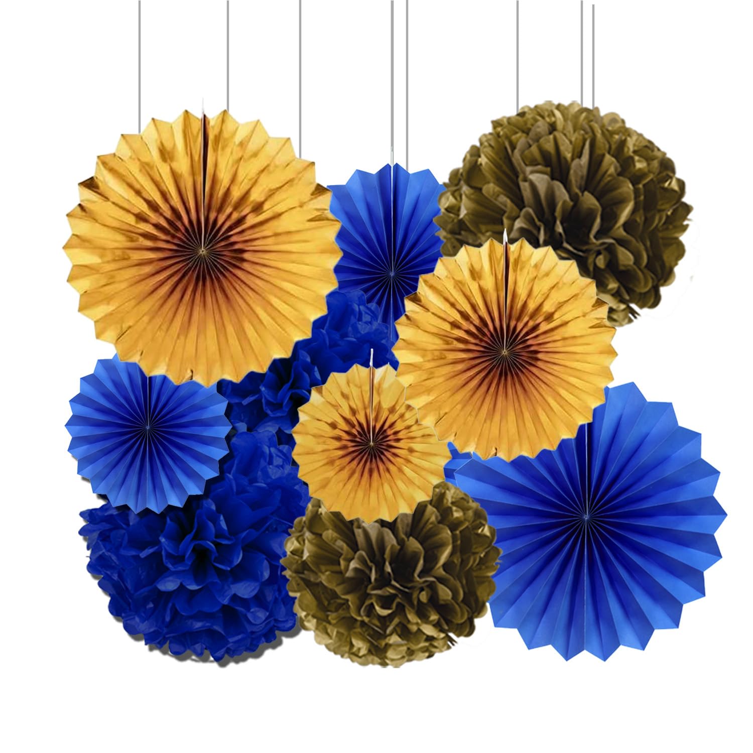 Vsosfiza Dekoration Blau und Gold - Hängender Pompons und Pa