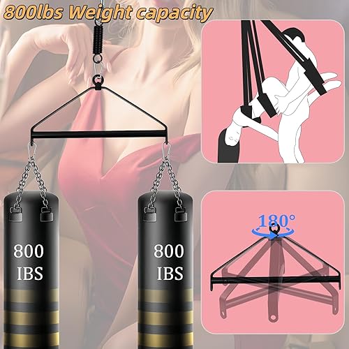 Miniatura 3 de Columpio sexual giratorio de 3ª generación de lujo de 180°, forro esponjoso ultrasuave, soporte de triángulo de acero, capacidad de 600 libras,