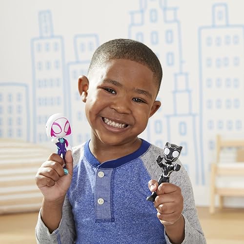 Miniatura 9 de Spidey and His Amazing Friends Hero Reveal - Paquete de 2 figuras de acción de Marvel, función de máscara, araña fantasma y pantera negra, a partir