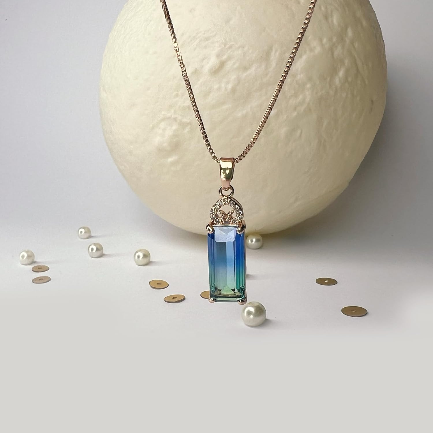 Rose Gold Sterling Silver Cubic Zirconia Necklace,Blue Crystal Pendant,Graduation Gifts, Friendship Necklace, Necklaces for Women, Mothes Day Gifts, Valentines Day Gift - Image 6