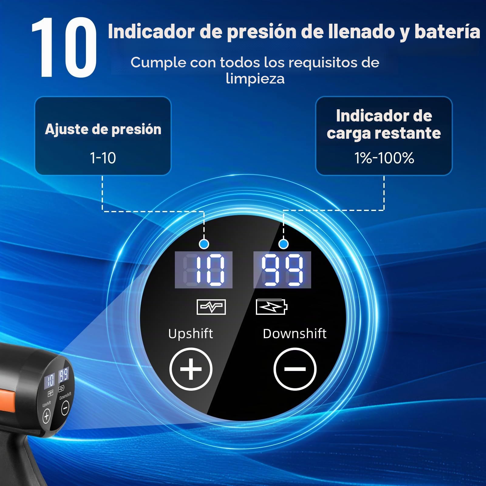 Hidrolimpiadora de Bateria, 3000W Hidrolimpiadora de Alta Presión Portátil, 120Bar/1750 PSI Pistola Agua Presion Bateria, Boquilla Ajustable6 En 1 con 2 Baterías de 21V 3000mAh Adecuado para Varios