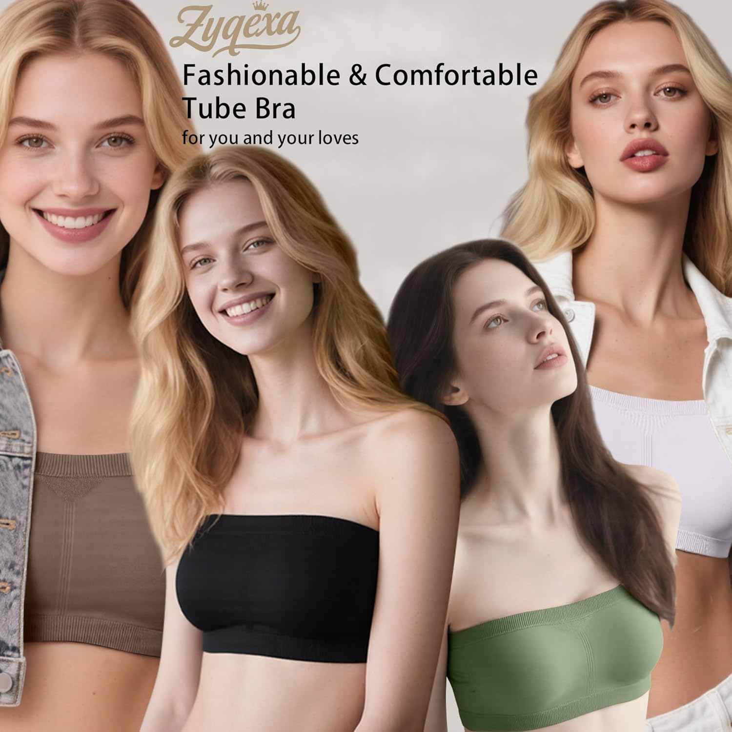 4 Pieces Strapless Bandeau Bras for Women - Wireless Seamless Padded Tube Top Bras Womens Strapless Bralette - Image 6