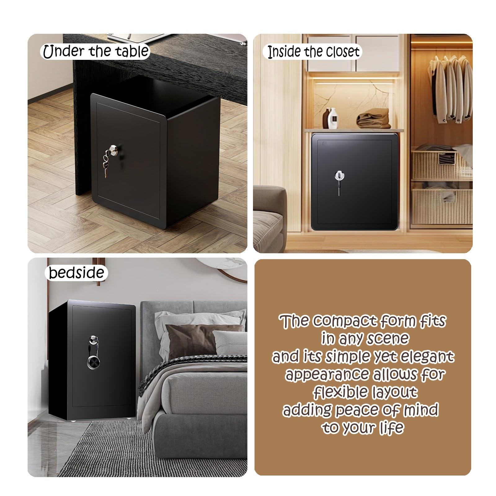 caja fuerte camufladas pequeña cofre safe con llave ignifuga Material de acero al carbono Diseño cerradura simple Antirrobo Antipalanca Sin batería Funcionamiento(20cm/7.87")