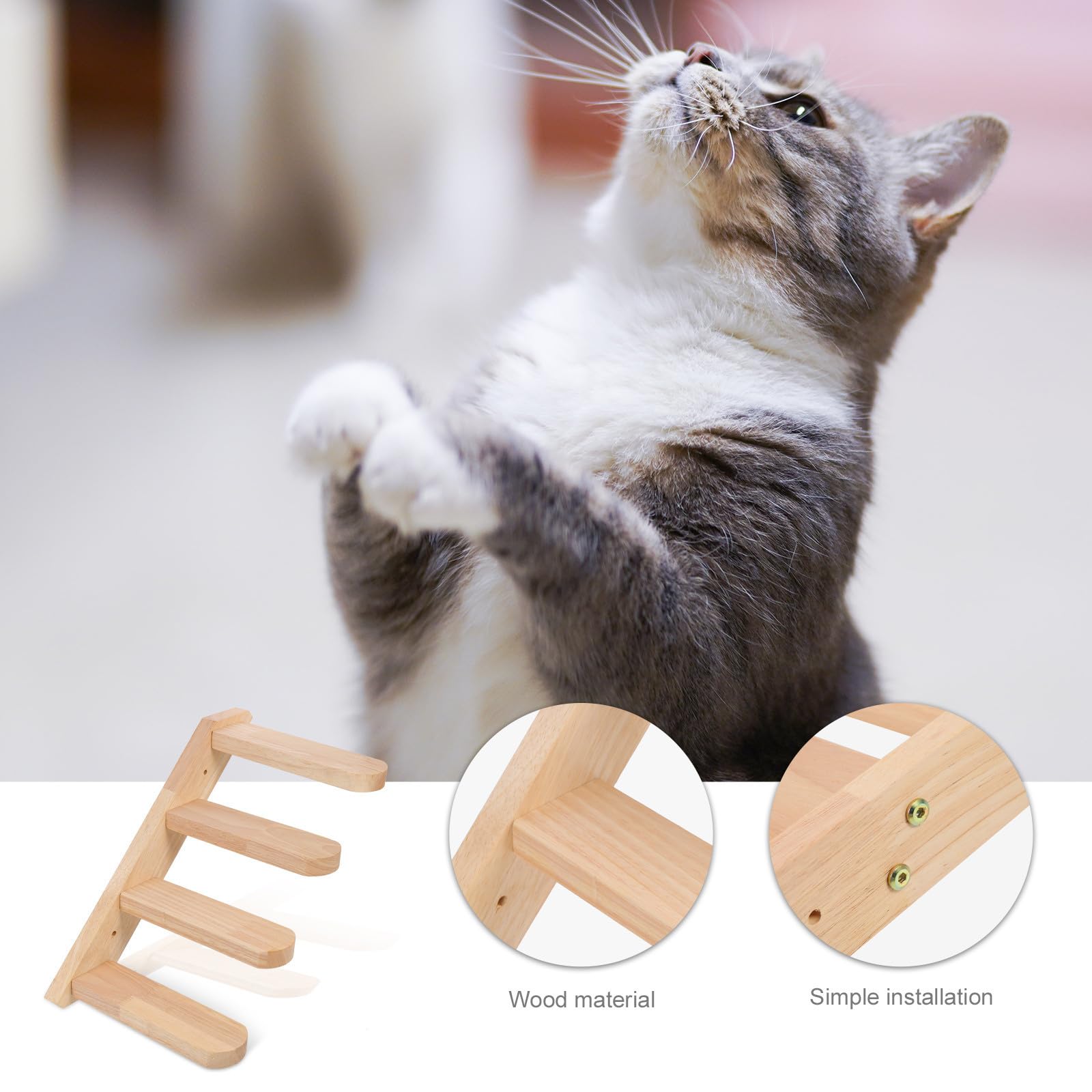 Homoyoyo Katzenwandtreppe Katzenregal Kletterbrett für Katzen Khaki 15lb für Hauskatzen und Kätzchen für Innenbereich