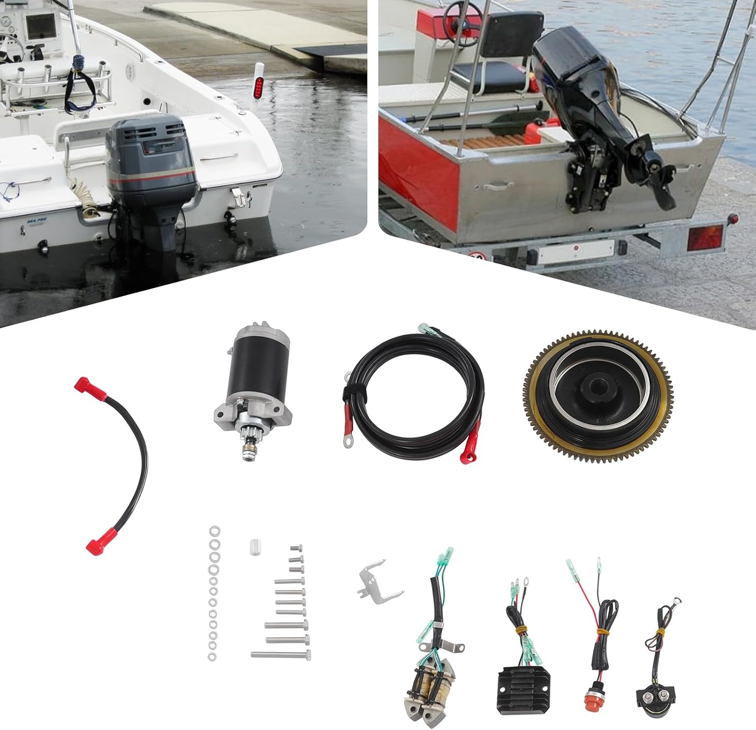 Electric Start Kit Fit for 15HP 4-Stroke Outboard Motor - Easy Installation, Durable Starter Motor Conversion Kit for Boating, Fishing & Marine Adventures