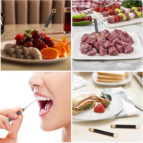 Miniatura 5 de Soporte para palillos de dientes de titanio, portátil, 3 palillos de dientes de metal para dientes, mini palillos de dientes de acero inoxidable