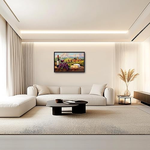 Miniatura 2 de Arte de pared de vino, uvas rústicas, vino tinto, decoración de pared, lienzo retro de paisaje de la Toscana, pintura de lienzo, obra de arte