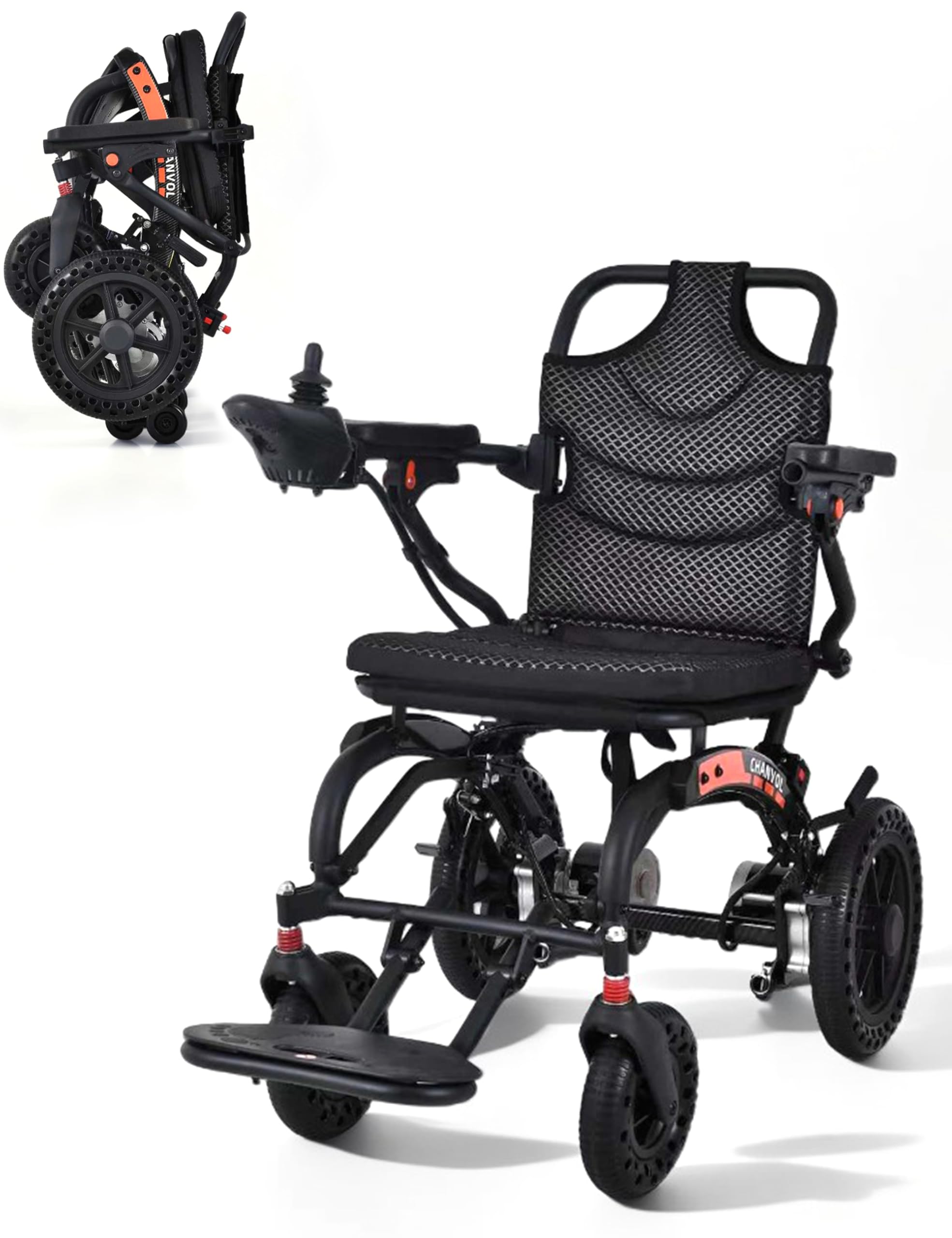 15,8kg Silla de Ruedas Eléctrica Plegable Ligera, 500W Motor, Carga Máxima 150kg, Portátil Adecuada para Personas Mayores en Casa o Cuando Viajan