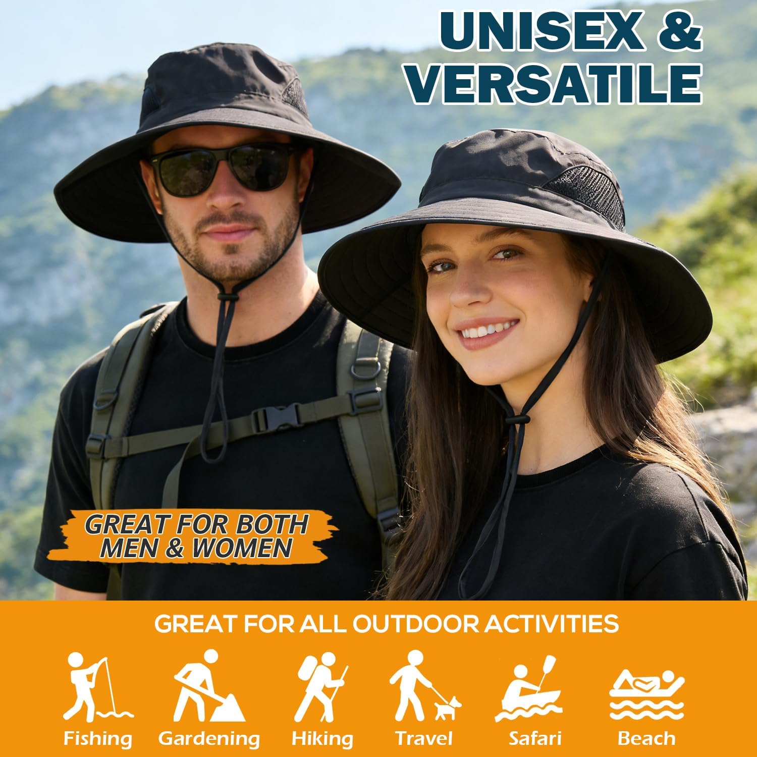 EINSKEY Wide Brim Sun Hat, UPF 50+ UV Protection Waterproof Packable Bucket Hat for Men & Women, Fishing Hiking Beach Garden - Image 2