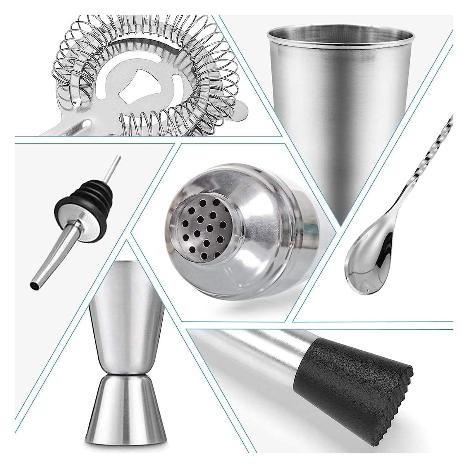 Cocktail Shaker Set, Cocktail Set, Edelstahl Bar Mixer Set Home Barkeeper und Cocktail Kit Werkzeuge