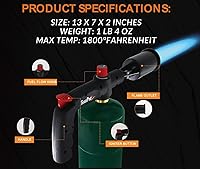 Vista 8 de POWERFUL SearPro Charcoal Torch Lighter - Cooking Gadgets - Sous Vide - Cooking Torch - Culinary Kitchen Torch - Flamethrower Meater Gun Lighter