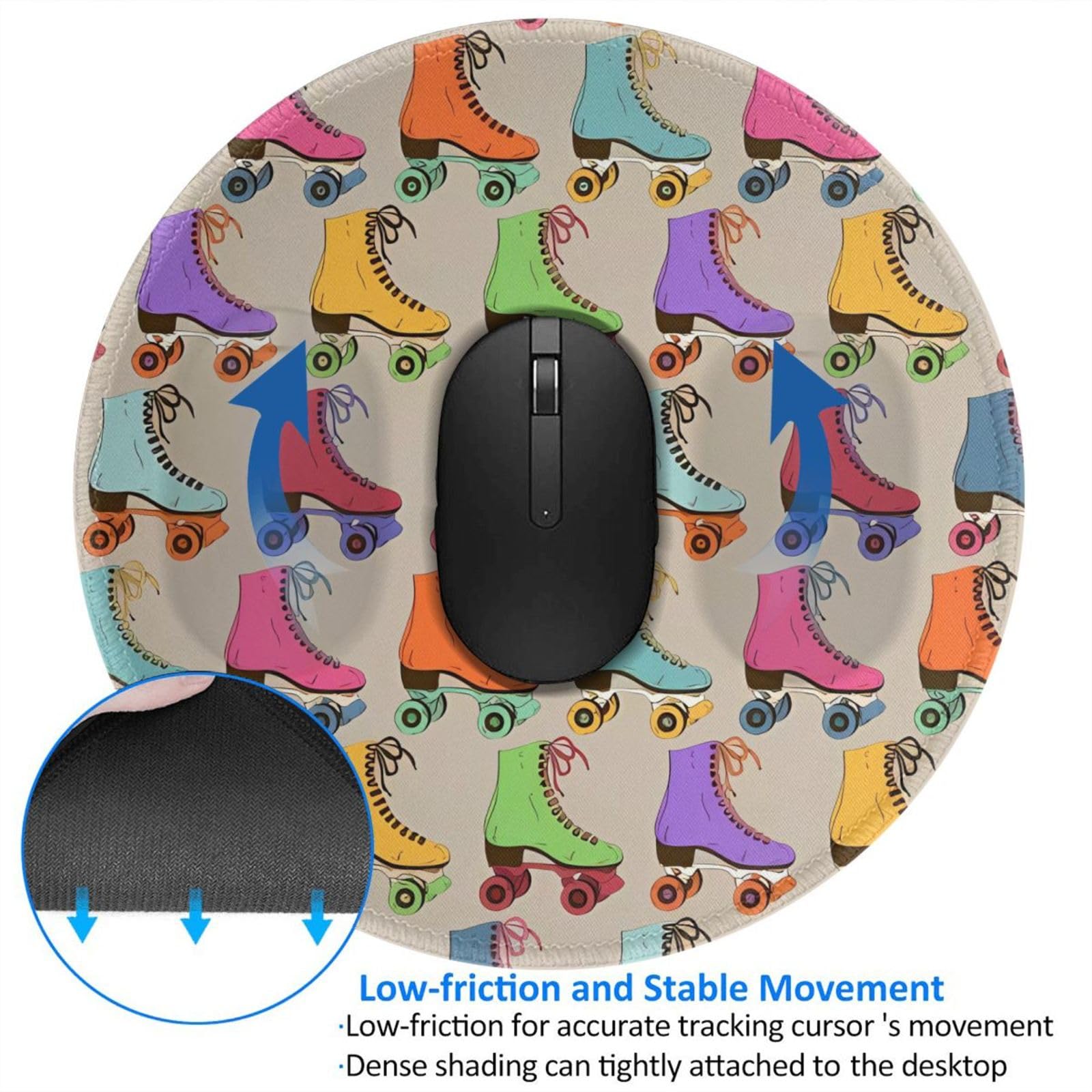 Sunny Grassland Tapis De Souris Rond Imprimé Avec Bords Cousus Base En