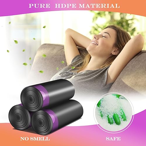 Miniatura 2 de Bolsa de basura con cordón de 7 a 8 galones, bolsas de basura medianas, bolsas de basura negras de 30 litros, 20 unidades