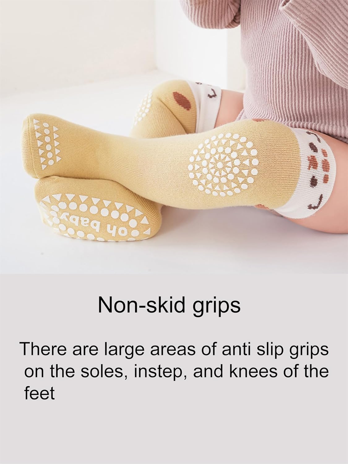 Baby Toddler Knee High Non Slip Socks Girl Boy Non-Skid Socks Newborn Infant Floor Crawling Stockings 5 Packs - Image 5