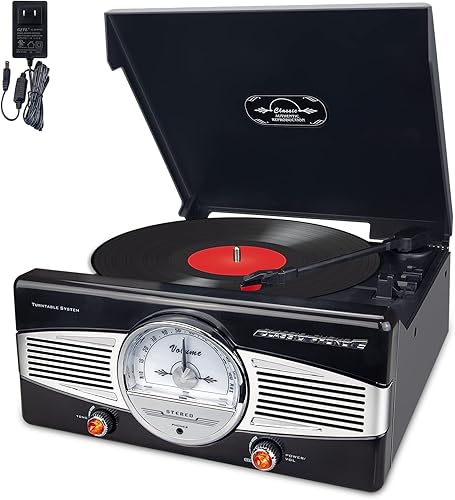 Miniatura 1 de BIGMONAT Tocadiscos de vinilo, tocadiscos de 2 velocidades con 2 altavoces estéreo integrados, tocadiscos portátil para entretenimiento y decoración