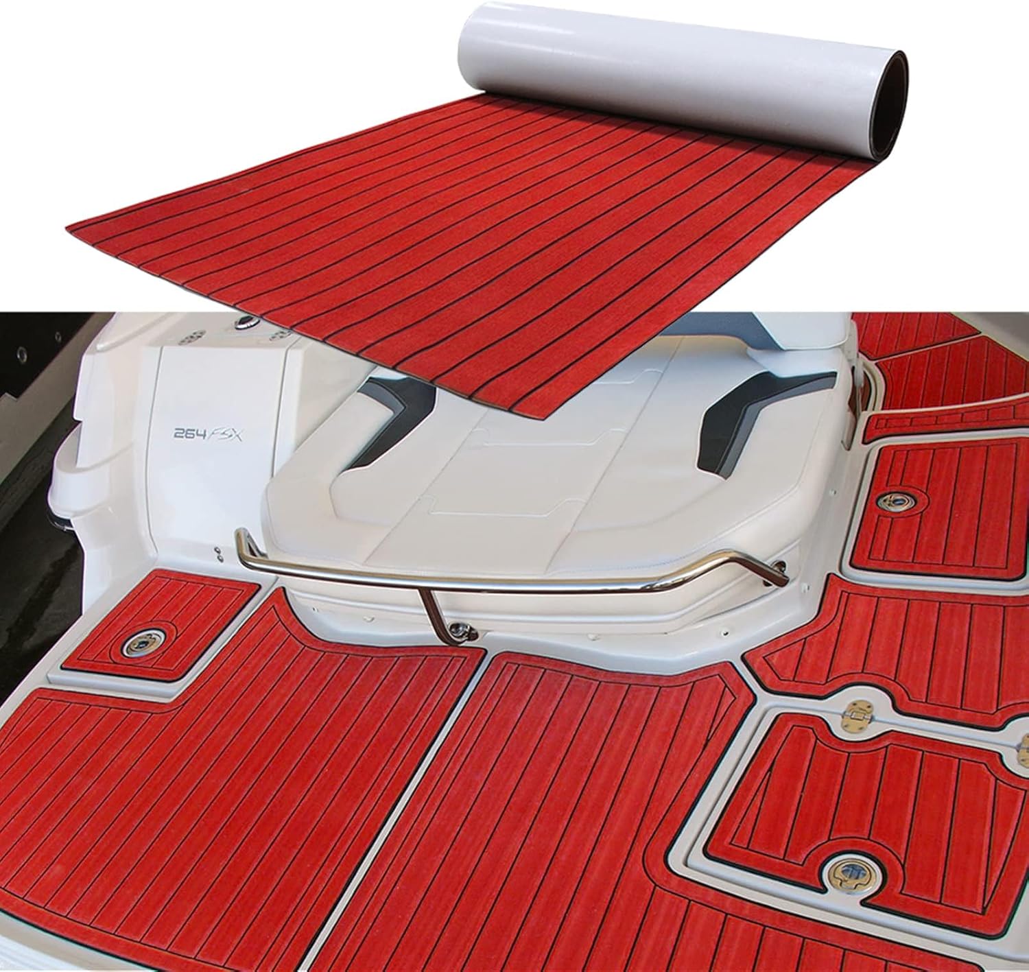 EVA Foam Sea Deck Boat Flooring Teak Decking 45/60/90/120 Cm Non-Slip Faux Teak for Boat Motorboat RV Yacht Kayak,Red,240X120CM