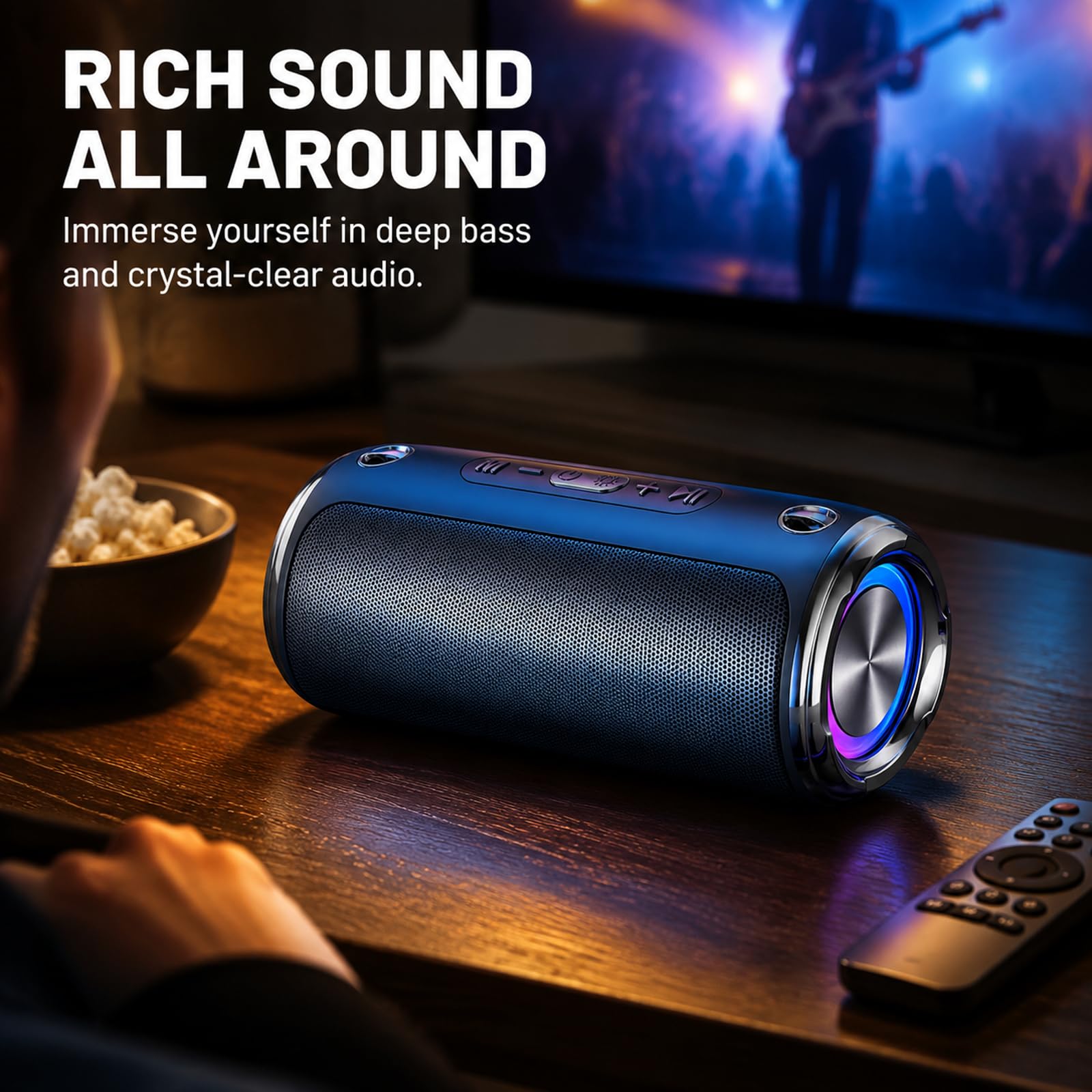 Bluetooth-Lautsprecher – Hi-Fi-Stereo-Soundbar, IPX6 wasserdicht, langlebiges Gehäuse für immersives Heimkinoerlebnis und TV-Kompatibilität, dreifache Audio-Umschaltung
