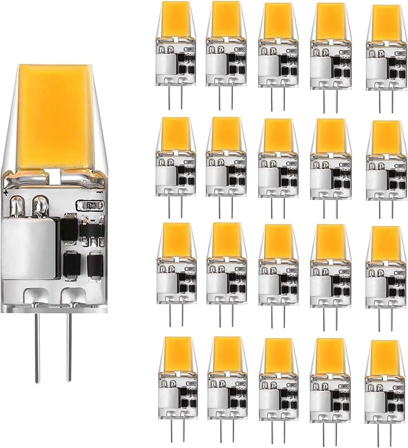 Ampoule LED G4 5W, 5W G4 LED COB Équivalent 30W 50w Ampoule Halogène, Blanc Naturel 4000K, 500 Lumens, Non Dimmable, AC/DC 12V, Lot de 20
