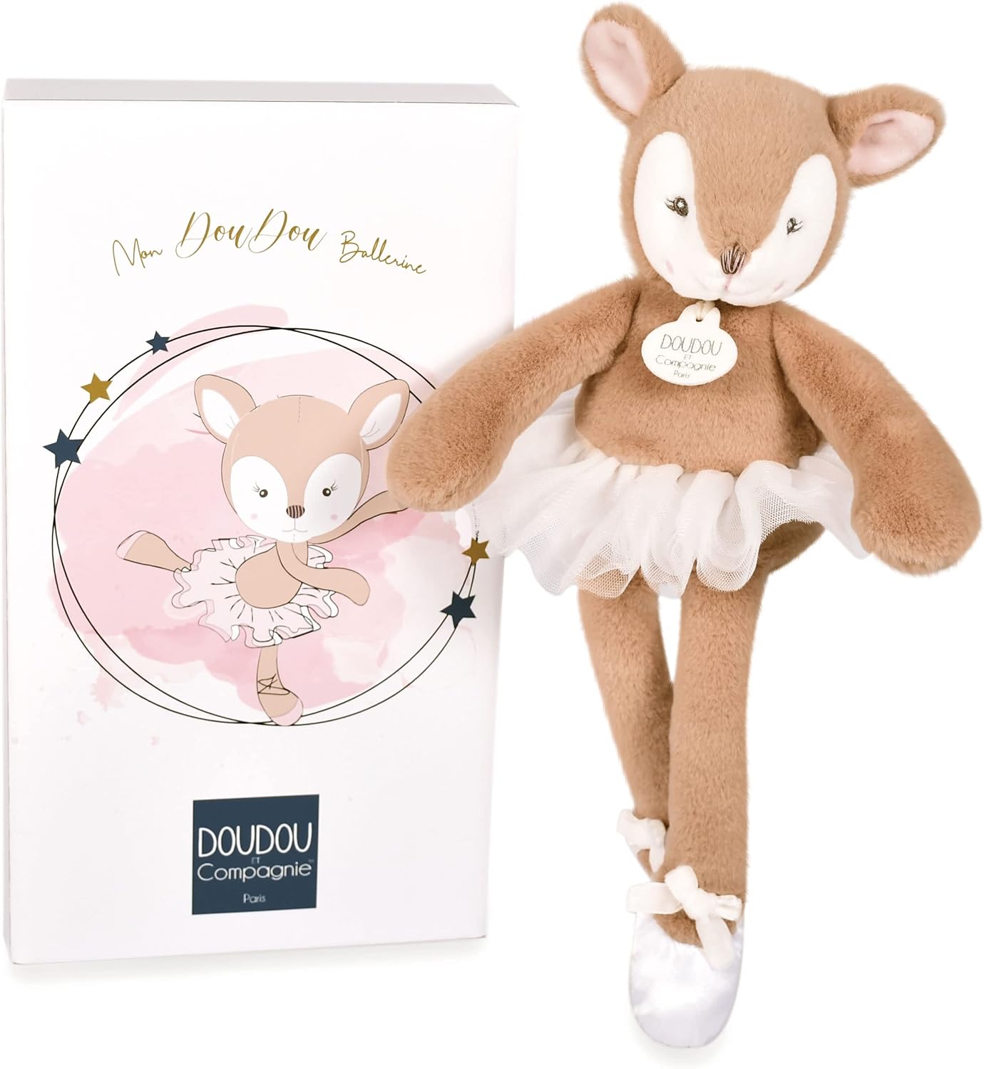 Doudou et Compagnie - Fawn Comforter - Fawn Tutu - Brown - 30 cm - My Doudou Ballerina - DC3976