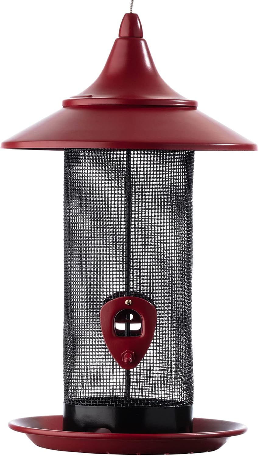 More Birds Large Lantern Bird Feeder, Lantern-Style Wild Bird Feeder, 5 Feeding Ports, 3.8-Pound Seed Capacity, Green