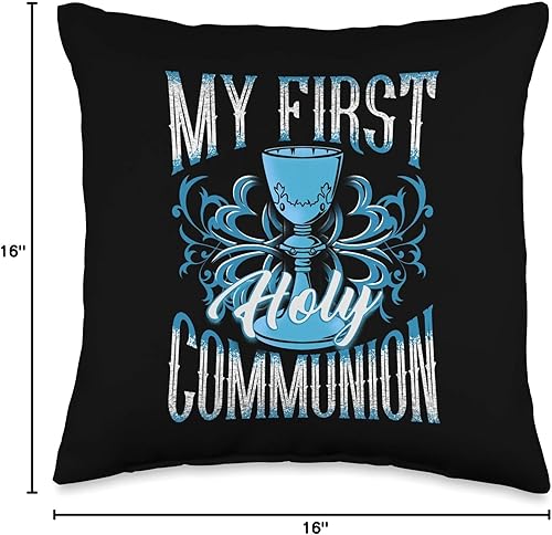 Miniatura 4 de Comunion Tees NYC My First Holy Comunion Gift Kids Cáliz Girls Blue Boys Throw Pillow, 15.7 x 15.7 in, multicolor