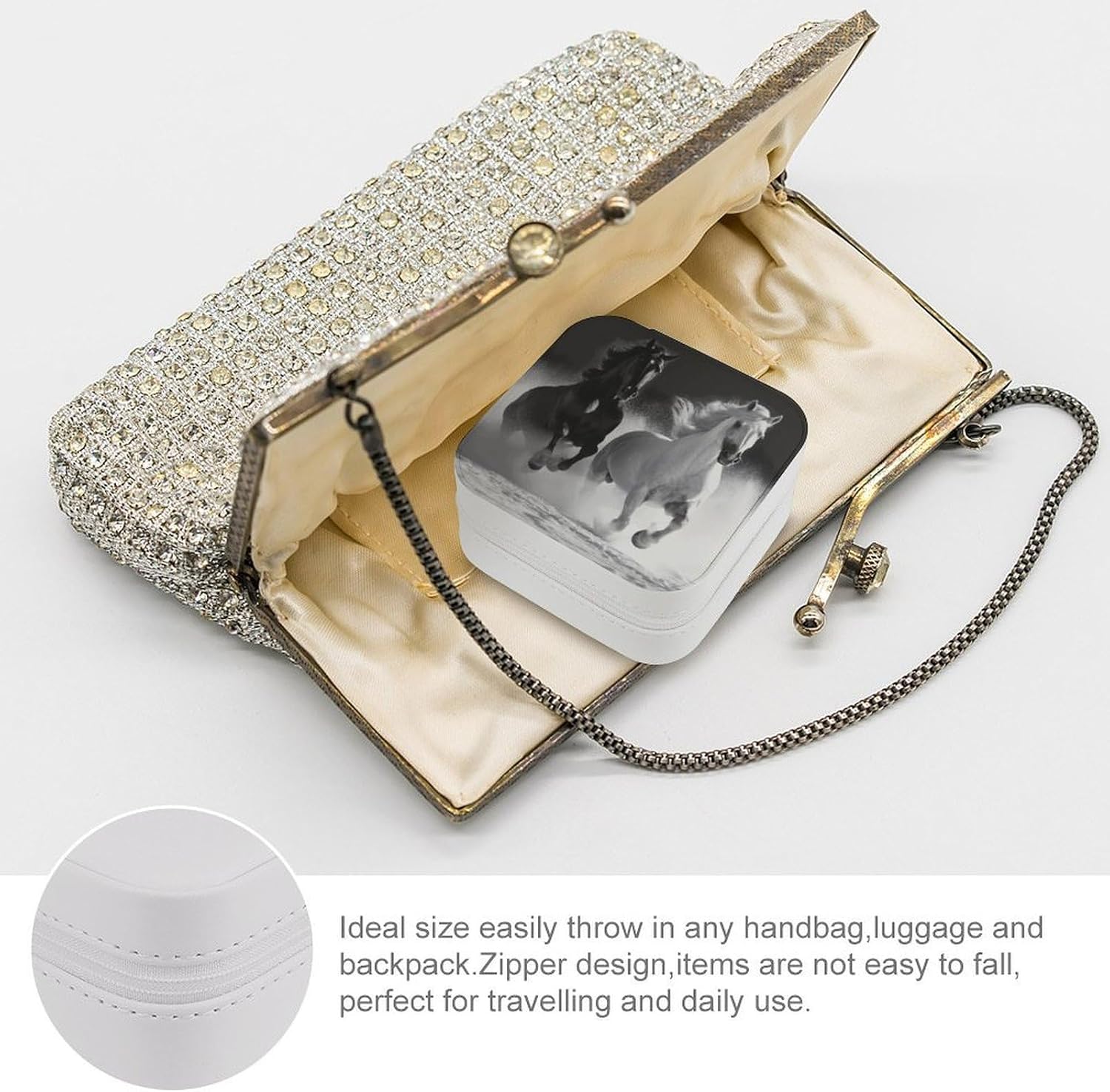 Small Travel Jewelry Case for Women Portable Compact Jewelry Organizer Box image 3
