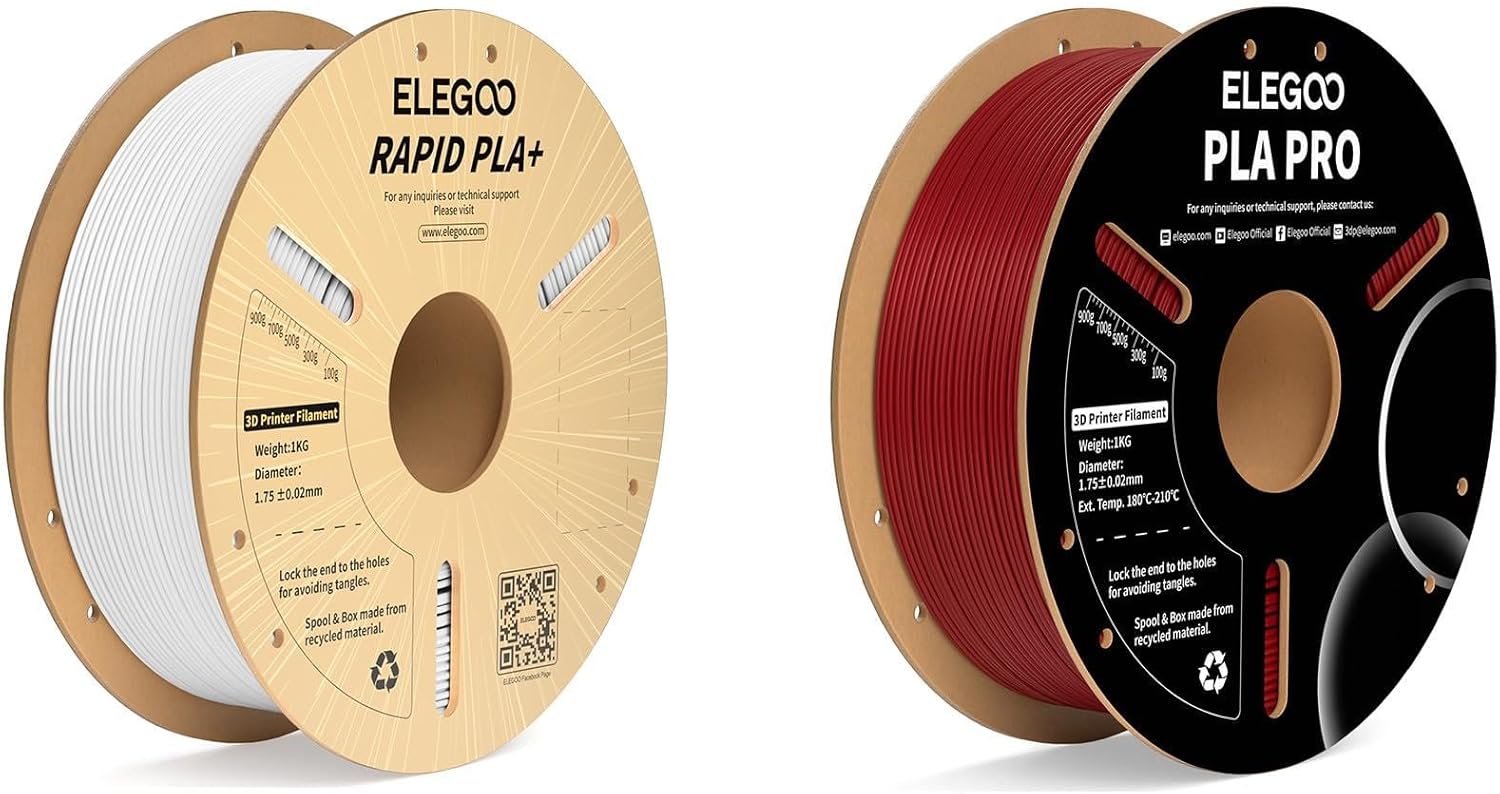 Rapid PLA Plus Filament White 1KG & PLA PRO Filament Burgundy Red 1KG