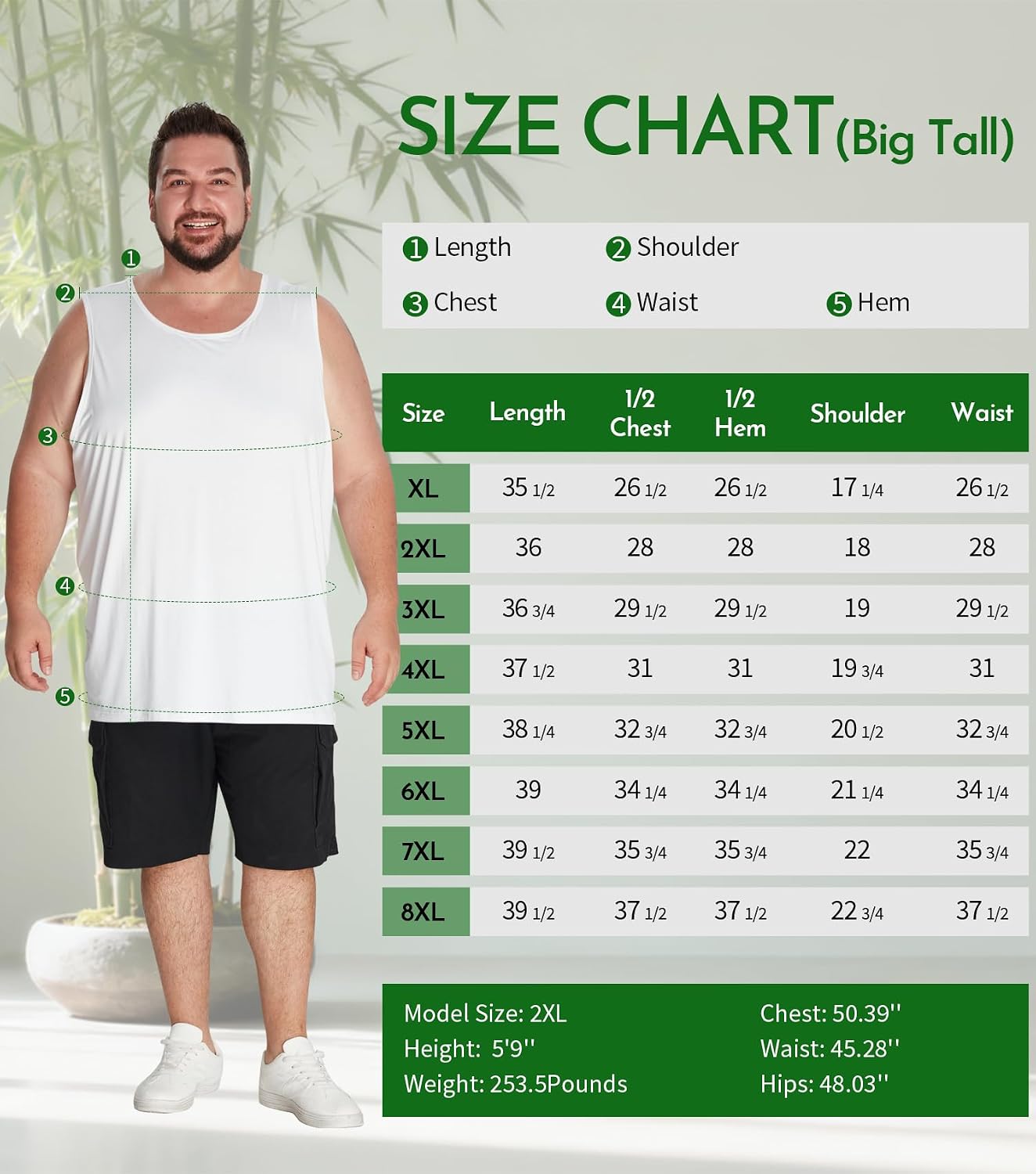 Idtswch Mens Big and Tall Undershirt Sleeveless Lightweight & Breathable XL-8XL(1 Pack & 3 Pack)