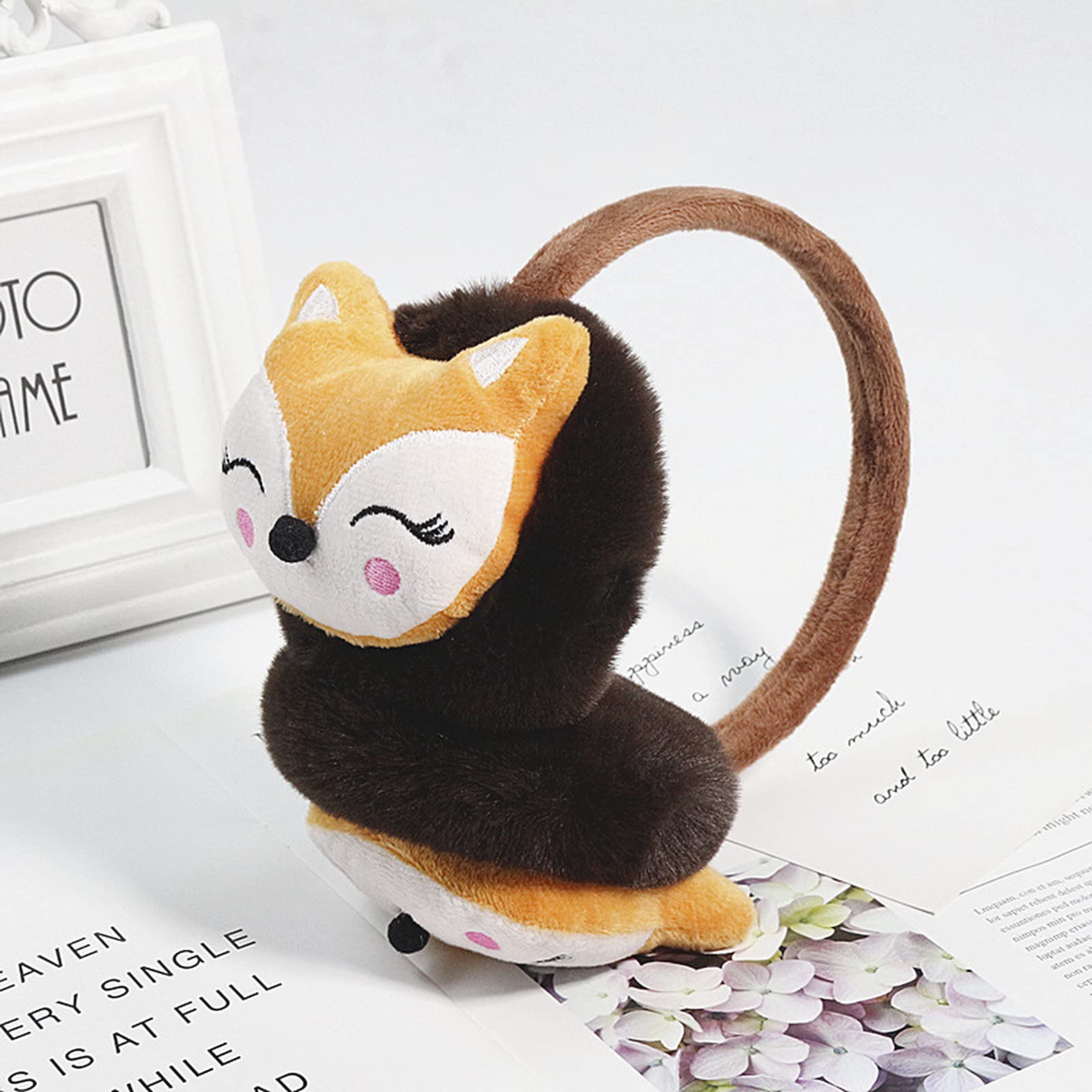 ALEDLE-LIFE Kids Fox Design Ear Warmers Plush Winter Earmuffs Cold Weather Handband Fluffy Earplugs Outdoor Thermal Ear Protector Ear Cover for Women Girls Boys