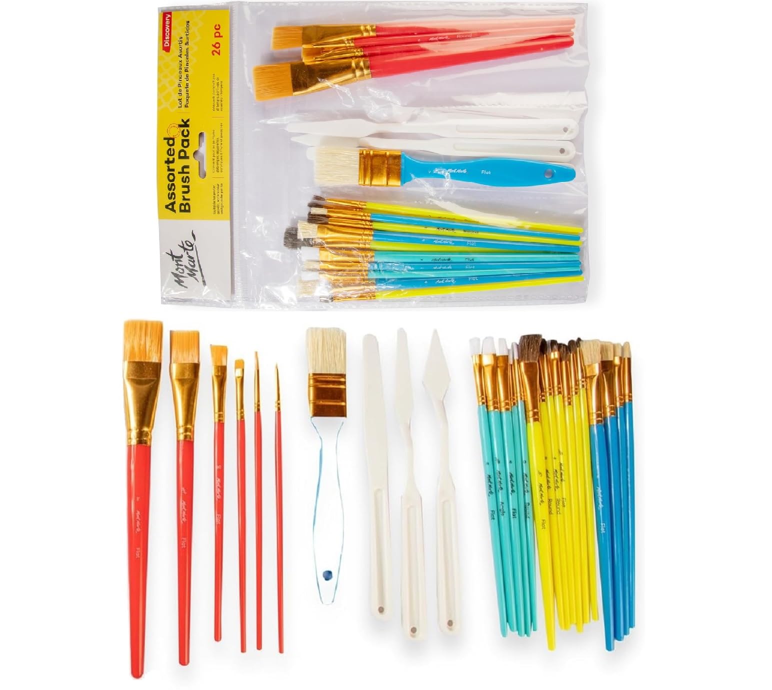Mont Marte Paintbrush Set Paint Brushes For Beginners – 26 Pieces – Ideal Paint Brush Set For Oil Paints, Acrylic Paints, Gouache