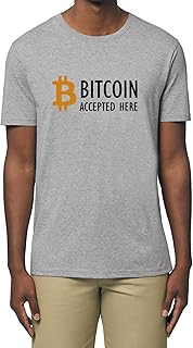 Bitcoin Accepted Here Criptovaluta Unisex Uomo Donna T-Shirt Cotone Urban Classic Top Grigio