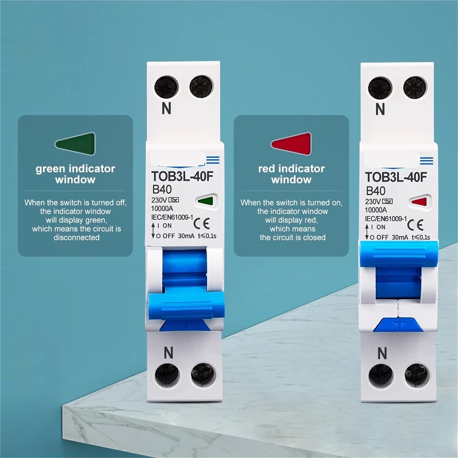 18mm A Type B Curve RCBO 1P+N 10KA Current Differential Automatic Circuit Breaker with Over Current Leakage Protection 1Pcs(B16A)