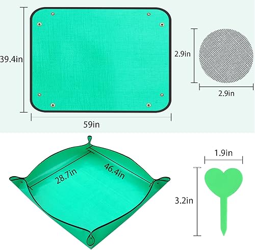 Miniatura 3 de ZAFFIRO Tapete extra grande de polietileno para macetas, bandeja de trasplante de 39.4 x 59 pulgadas, bandeja de tierra de jardinería con etiquetas