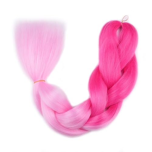 Miniatura 5 de Cabello trenzado ombré (rosarosa claro), 3 extensiones de cabello trenzado jumbo para trenzas de caja de 24 pulgadas, sello de agua caliente, suave