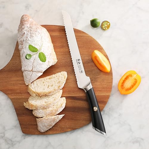 Miniatura 4 de Cangshan ELBERT Serie Alemán Acero Forjado 8" Offset Cuchillo de pan (negro)