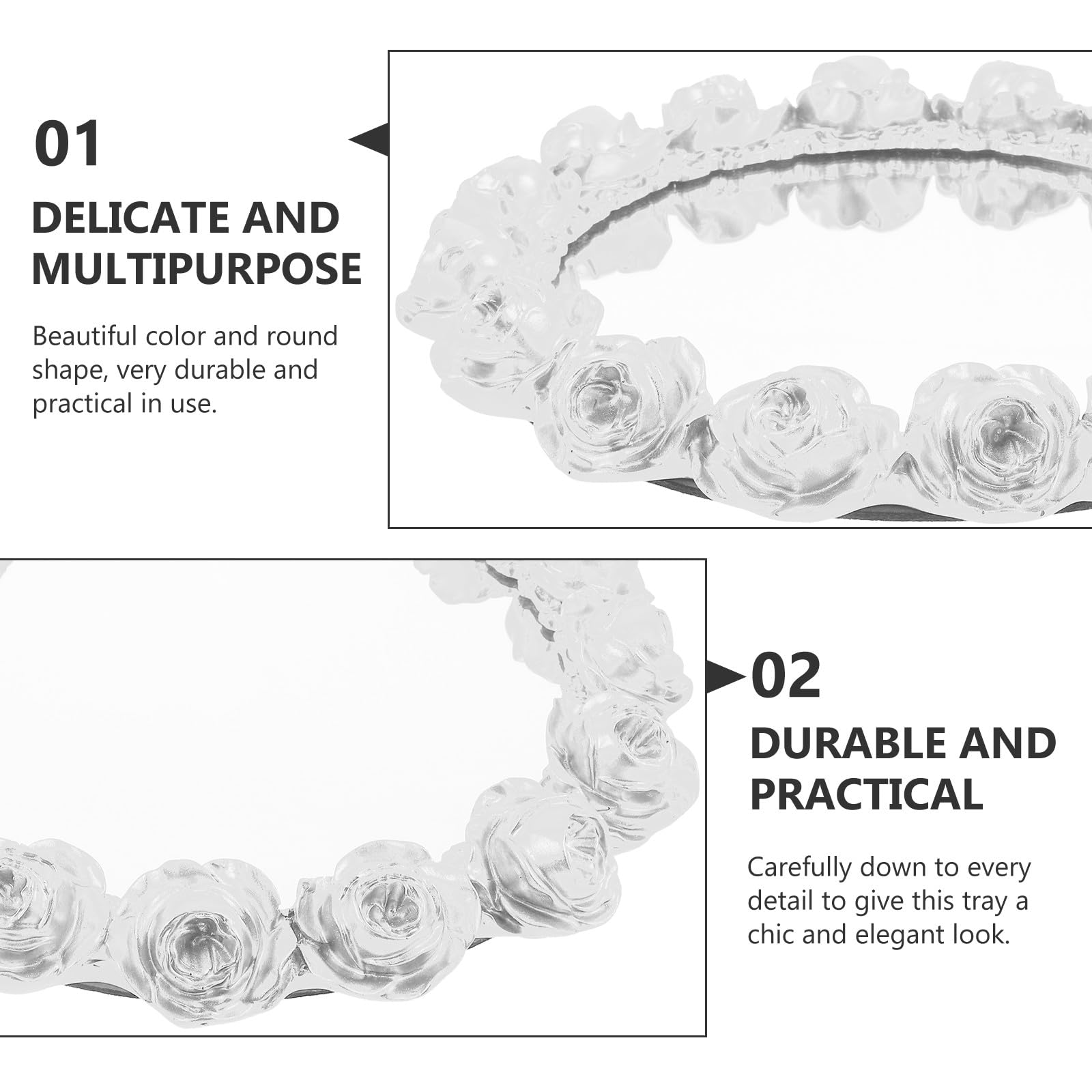 GALPADA Bandeja de Resina Color Marfil con Diseño de Rosa Europea, Multifuncional para Almacenamiento y Exhibición de Joyas en Bodas y Tocadores