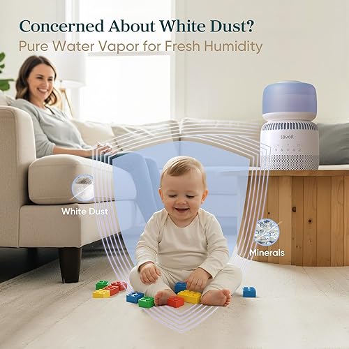 Miniatura 3 de LEVOIT Humidificadores evaporativos para dormitorio de bebé, filtros dobles de aire y agua, sensor separado, sin luz azul para luz nocturna