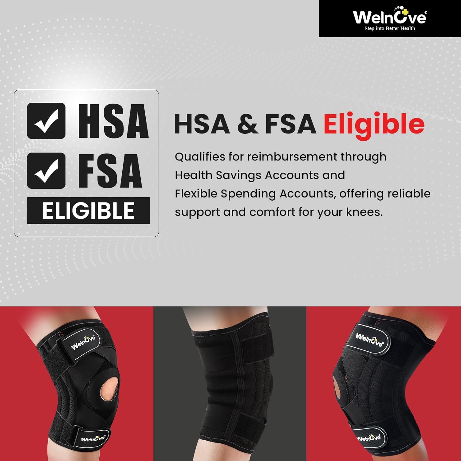Welnove Knee Brace Support & Compression. Knee Sleeve Cross Straps for Knee Stability, Side Stabilizers for Running, Workout, Meniscus Tear, ACL, MCL, Arthritis - Men and Women(X-Large)